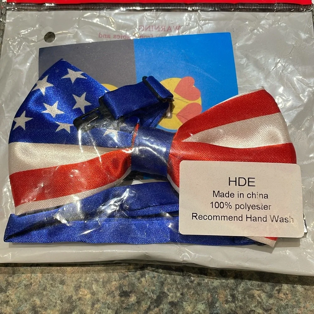 NEW Patriotic Bow Tie clip on - Red, White, and Blue